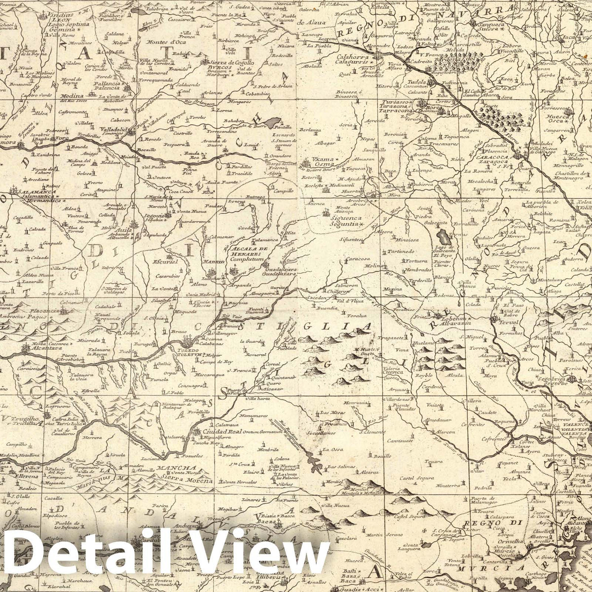 Spain and Portugal - Survey Map, 1697 - Coronelli Isolario Historical Map Print