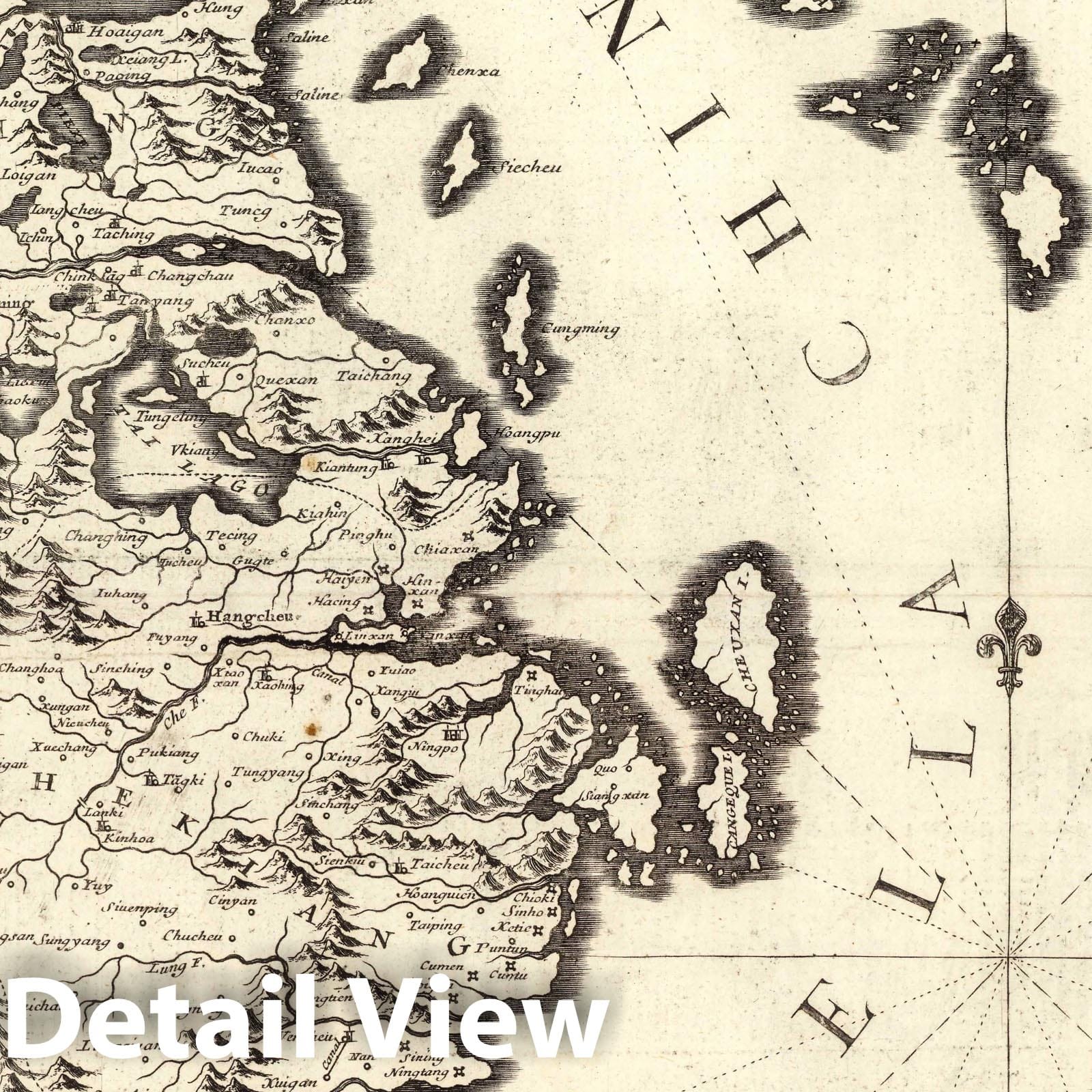 Eastern China - Survey Map, 1697 - Coronelli Isolario Atlas Print