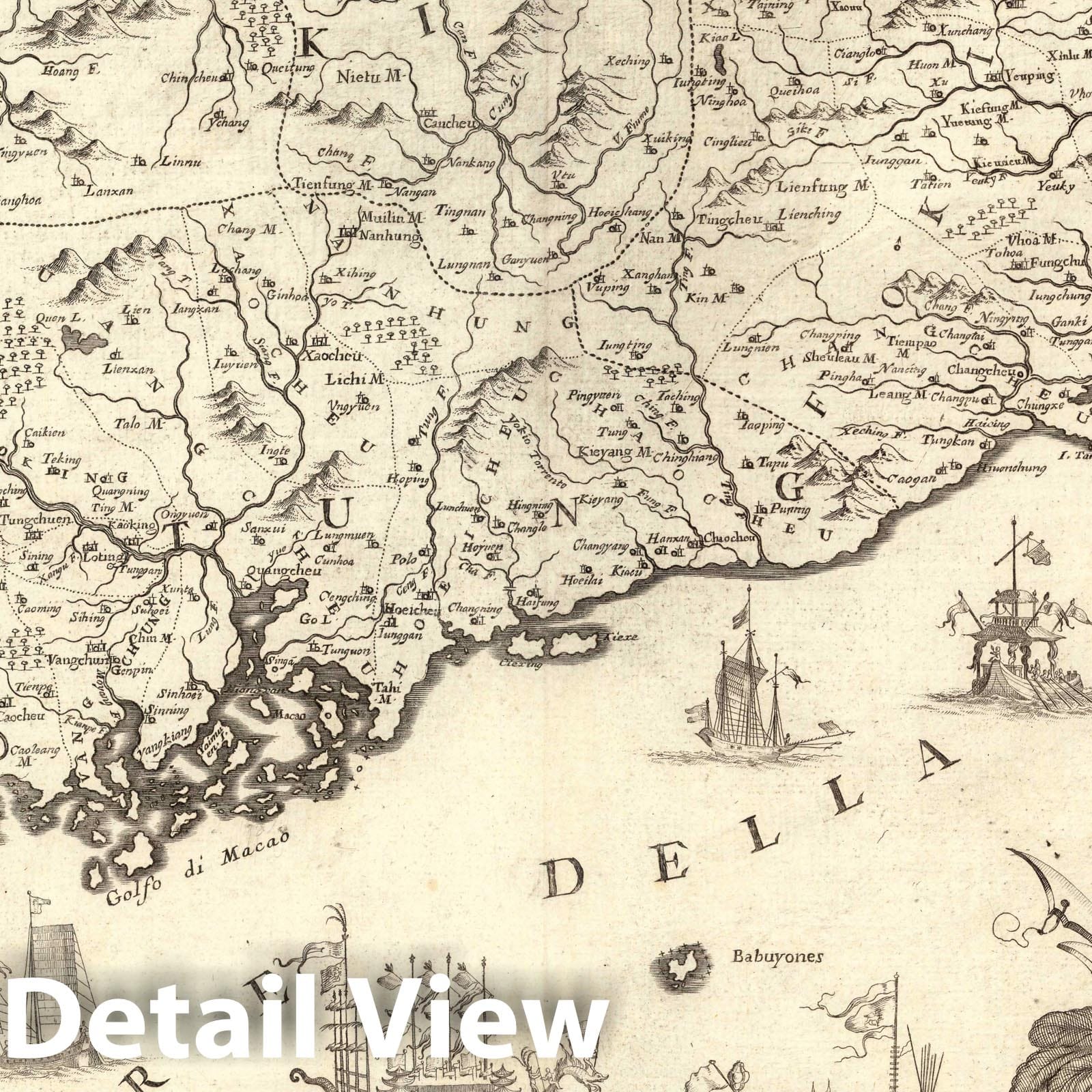 Guangdong and Fujian Provinces, China - Survey Map, 1697 - Historical Map Print