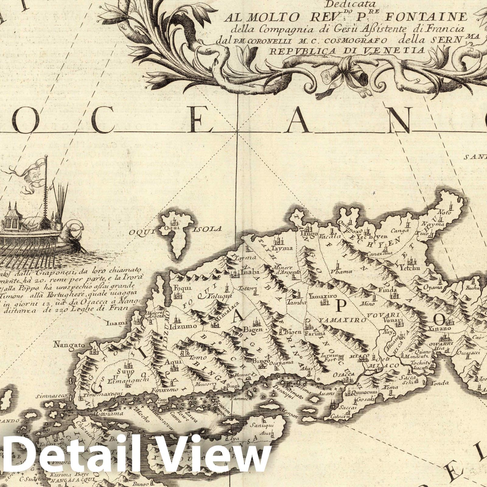 Japan and Korea - Nautical Chart, 1697 - Coronelli Historical Map Print