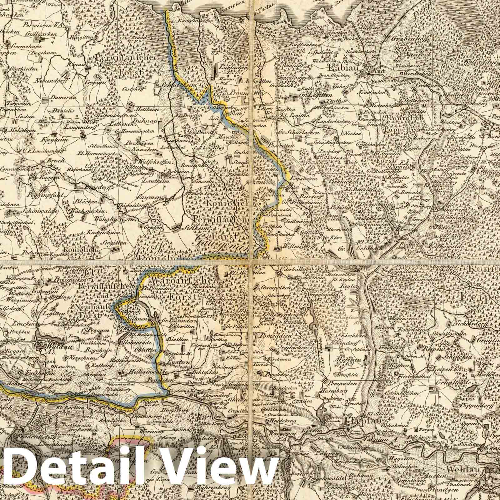 Historic Map : Prussia , Germany, Litthauen ; Ost-Preussen. No. 6 1802 , Vintage Wall Art