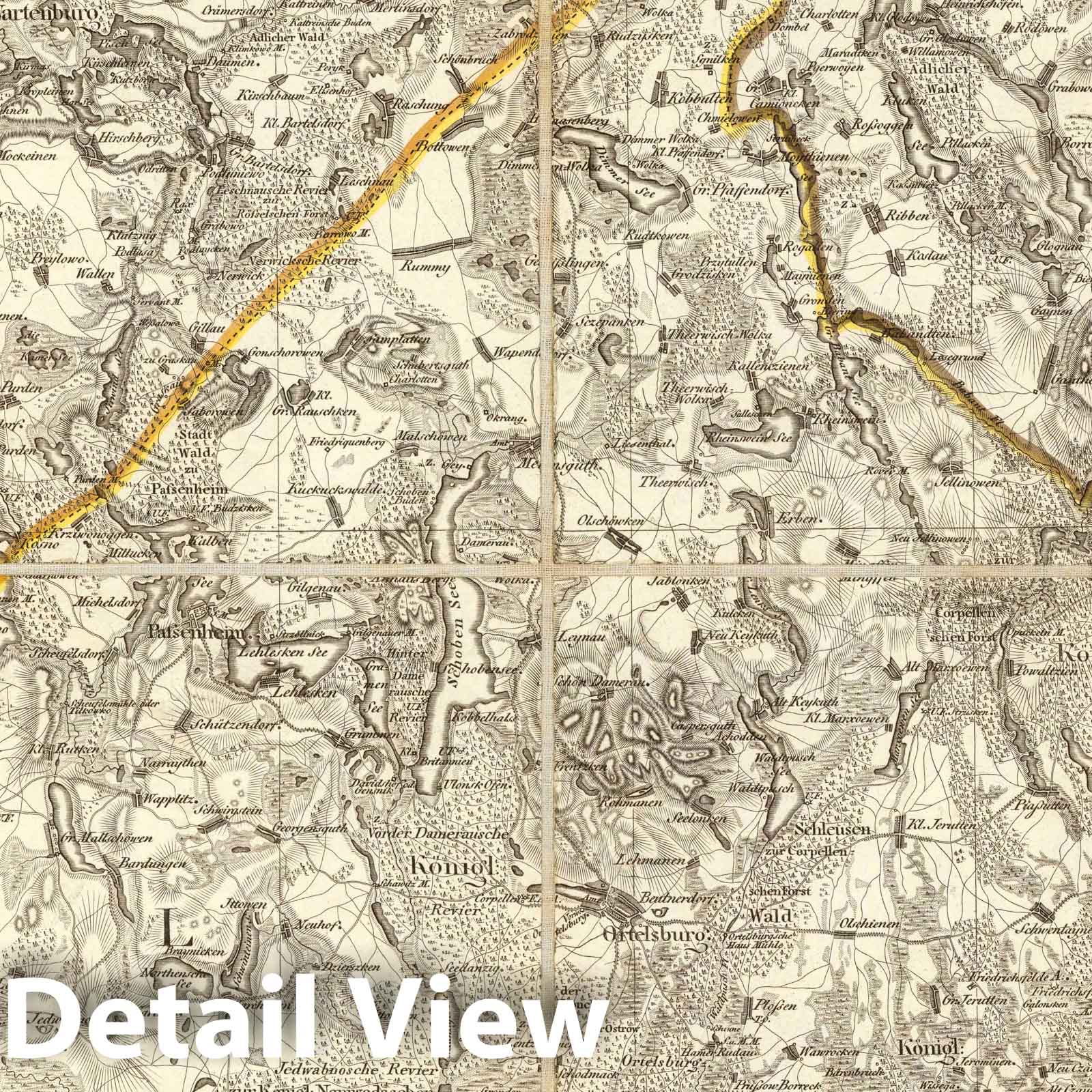 East Prussia, West Prussia & Lithuanian Prussia - Road Map 1810