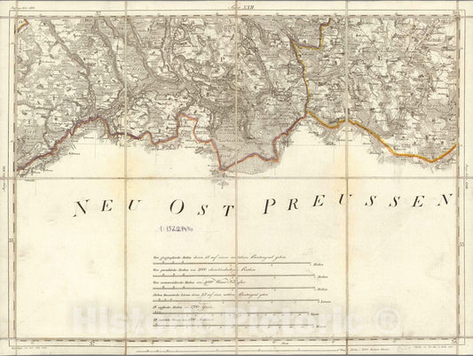 East Prussia, West Prussia & Lithuanian Prussia 1809 Historical Map Print