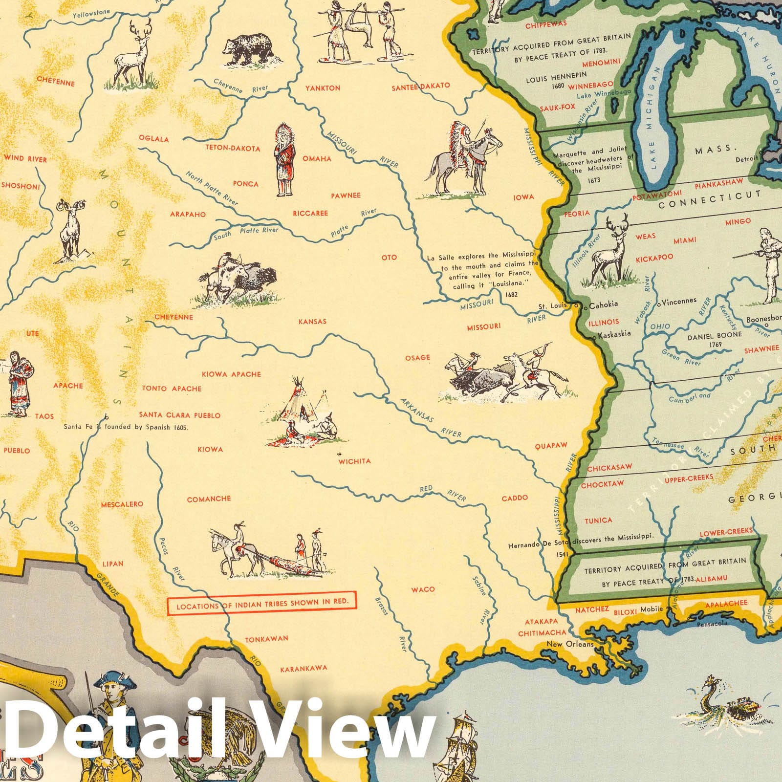 United States at the Close of the Revolutionary War - Pictorial Map, 1957