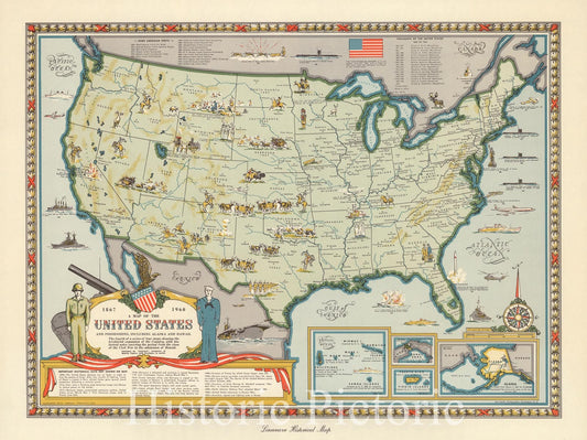 Historic Map : the United States and possessions, 1959 - Vintage Wall Art