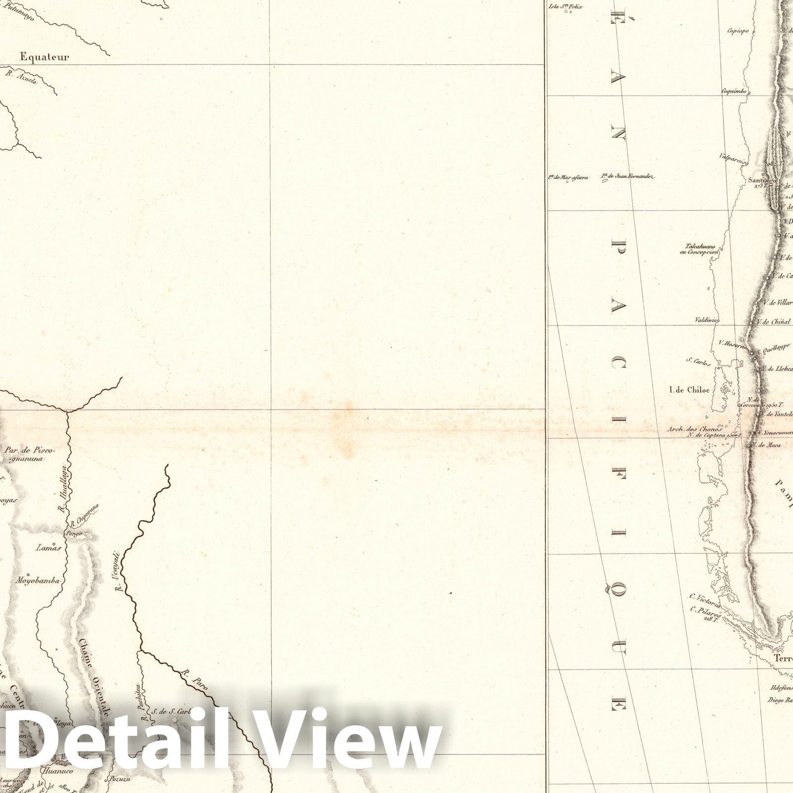 Andes Mountains, South America - Nautical Chart, 1831 - Historical Map Print