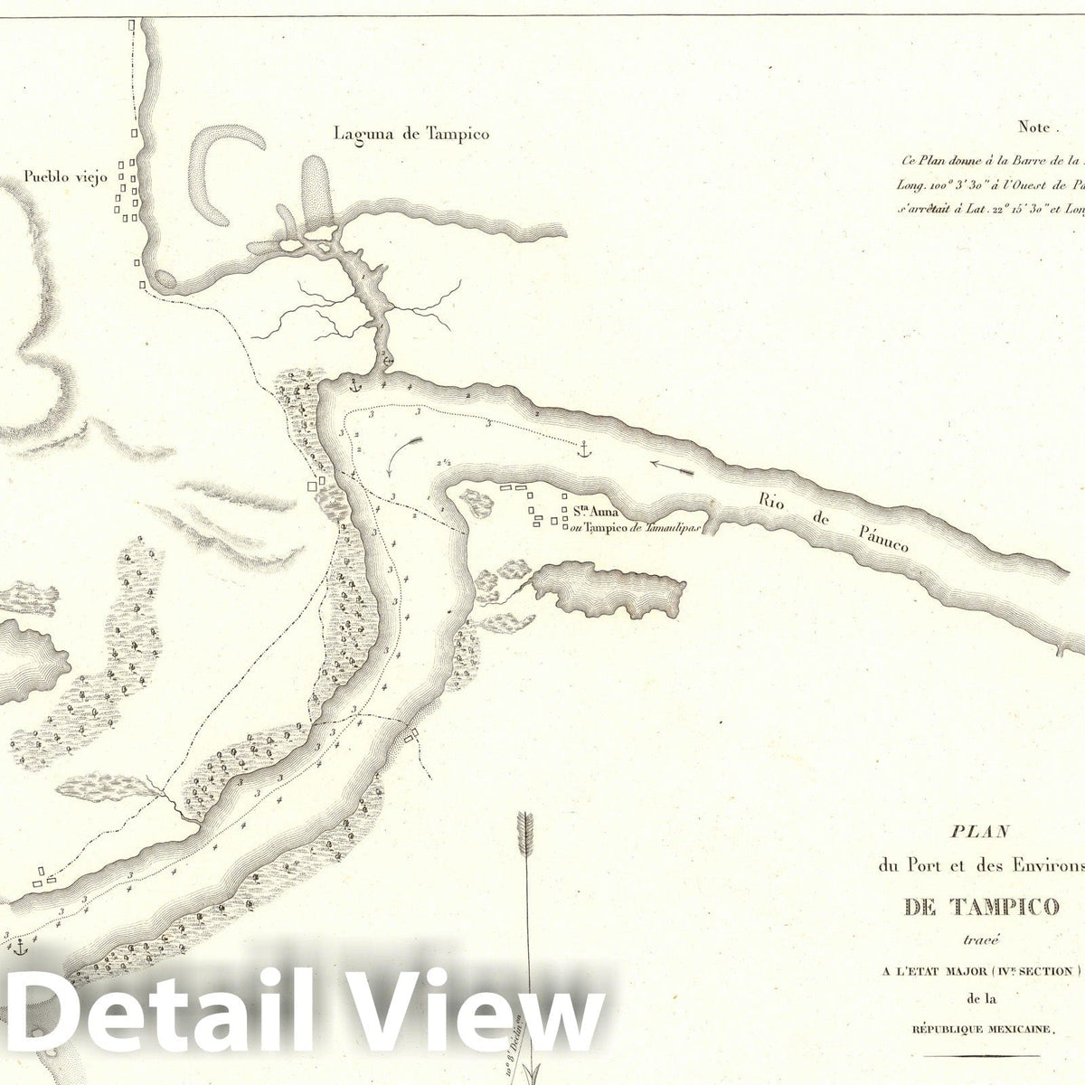 Port of Tampico, Mexico - Nautical Chart, 1833 - Historical Map Print