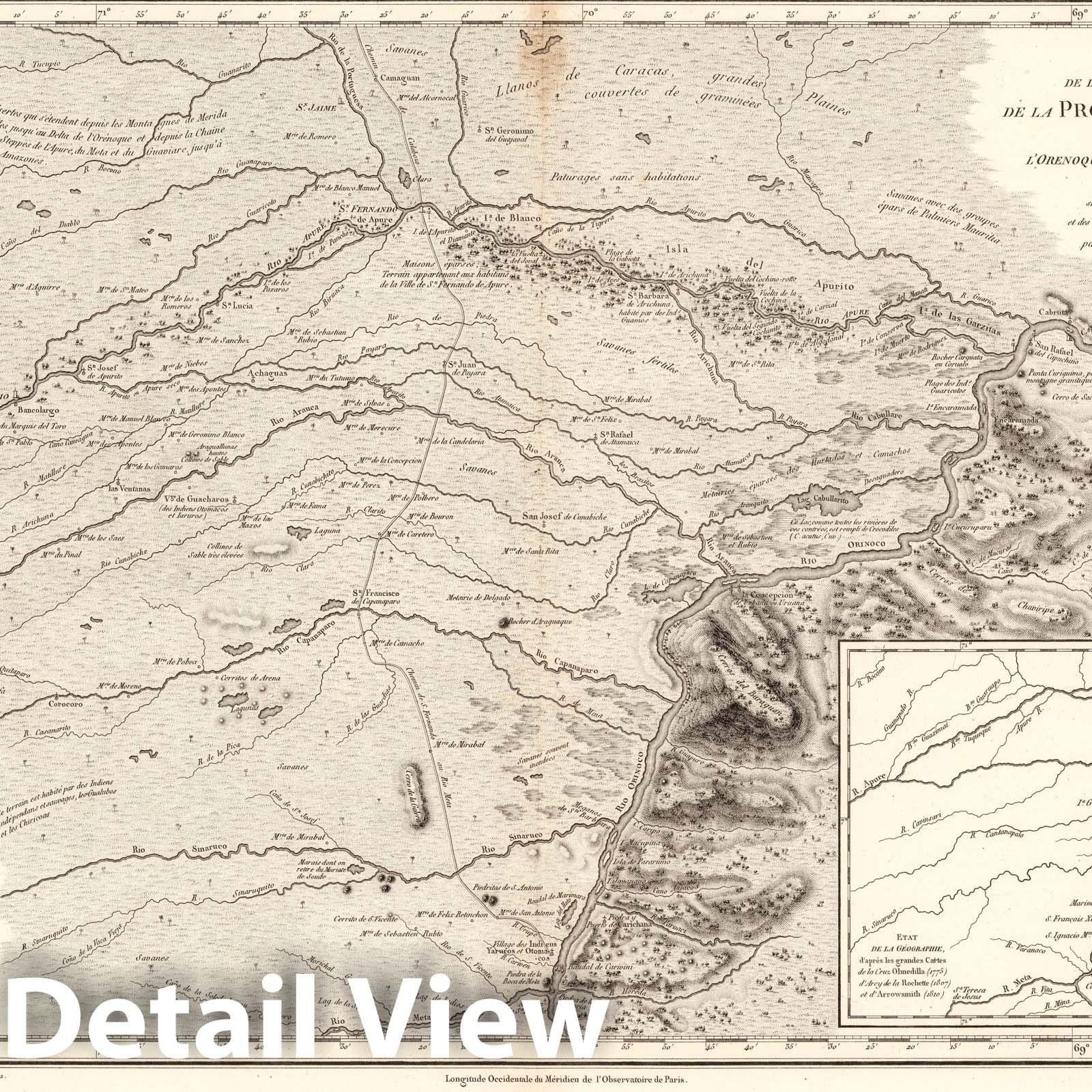 Eastern Barinas Province, Venezuela - Nautical Chart, 1812 - Historical Map Print