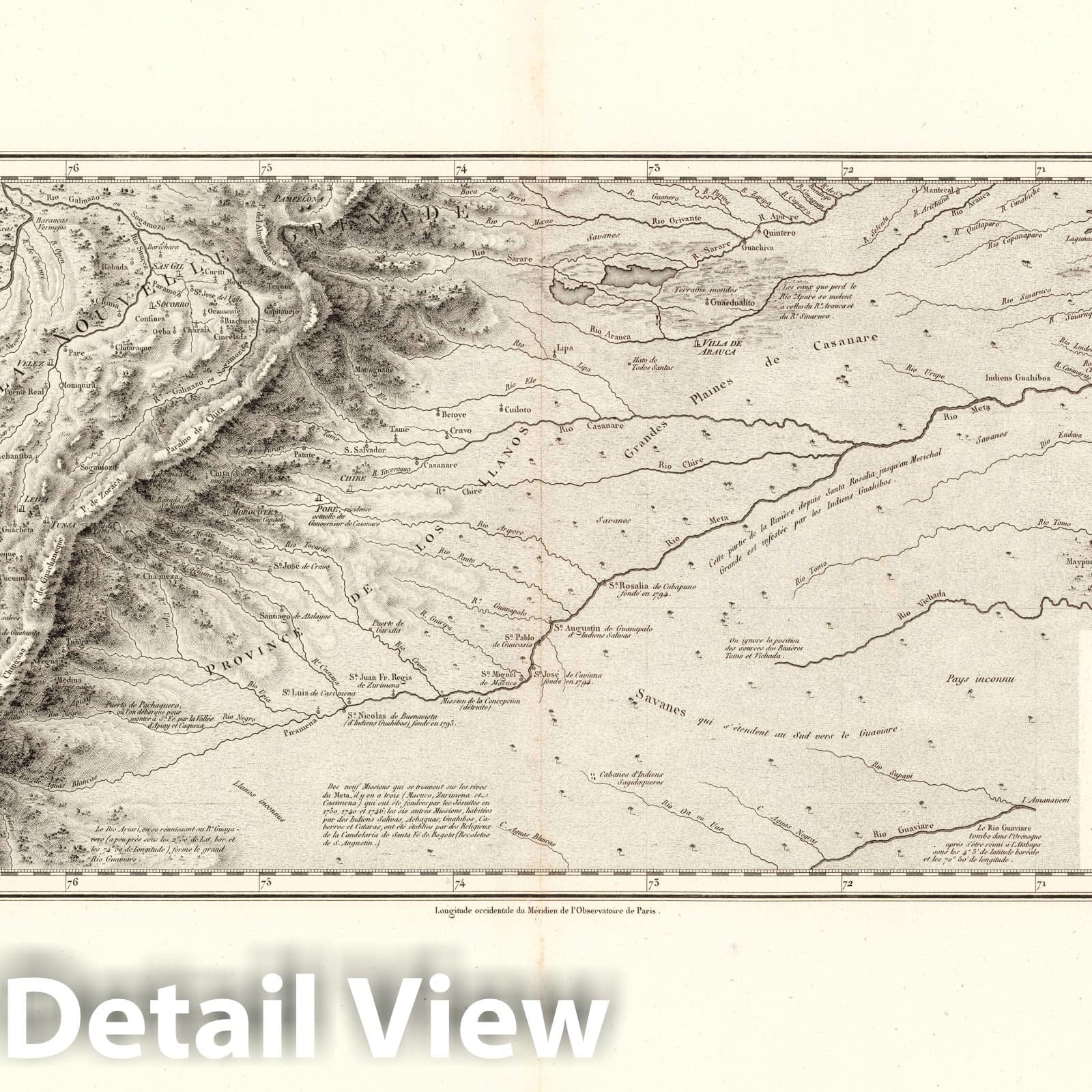 Rio Meta and the Mountains of Nueva Granada - Historical Map Print, 1813