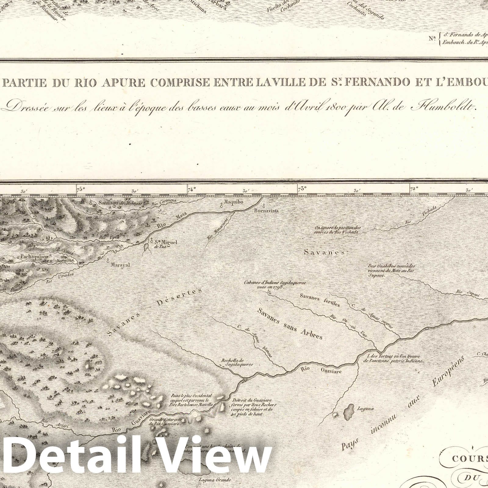Rio Guaviare and Rio Apure, Colombia - Nautical Chart, 1814 - Historical Map Print