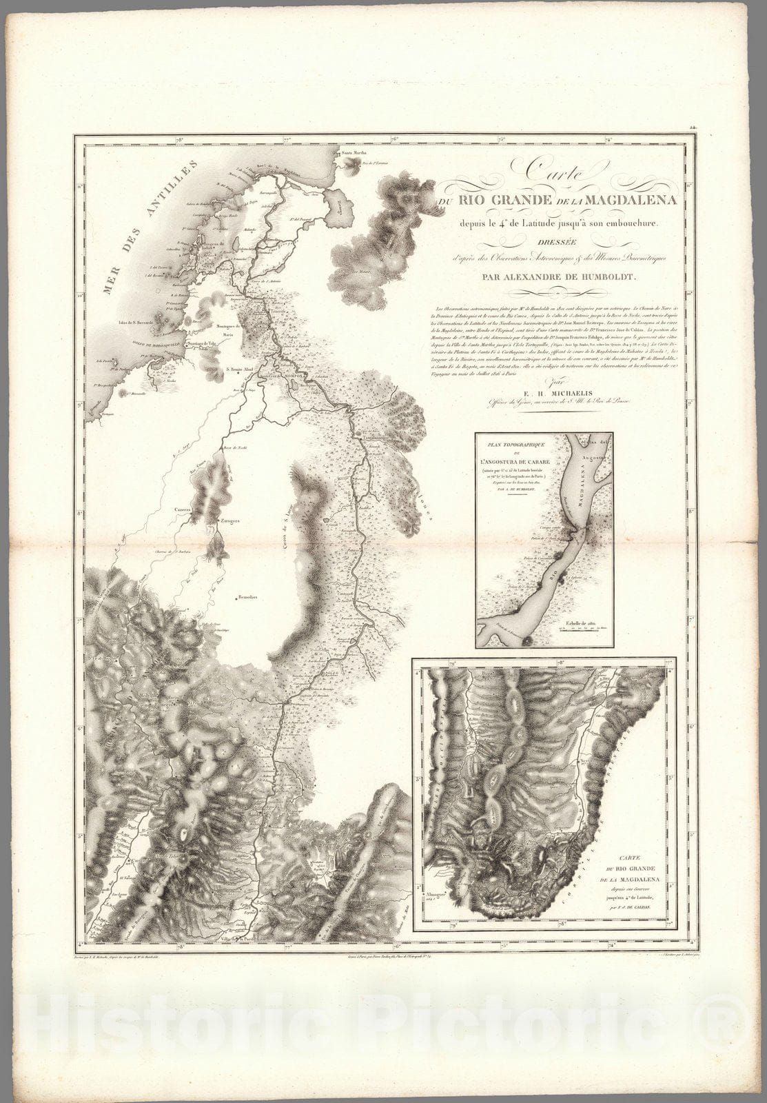 Magdalena River, Colombia - Nautical Chart, 1834 - Historical Map Print