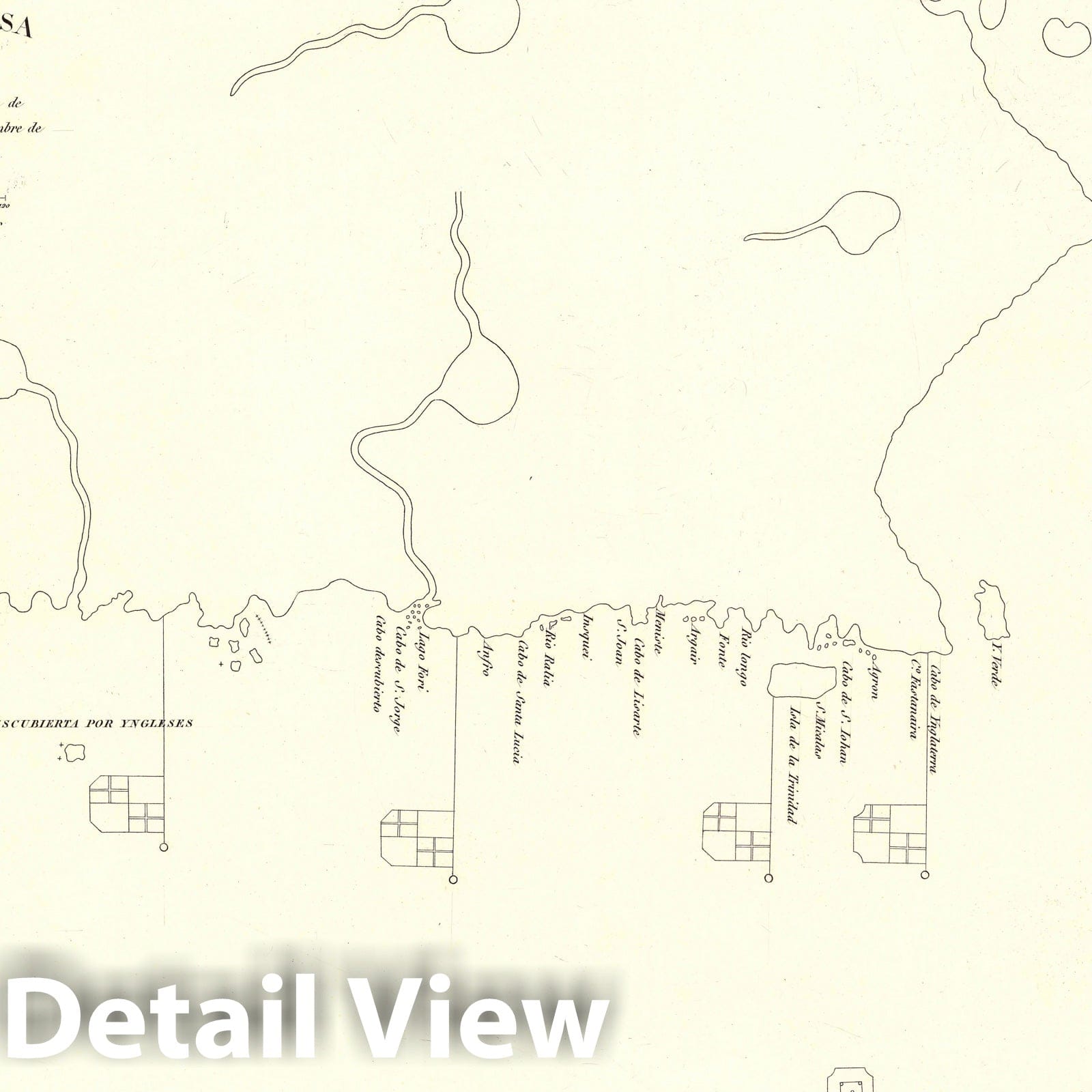 Fragment of Juan de la Cosa World Map - Nautical Chart, 1834 - Historical Map Print