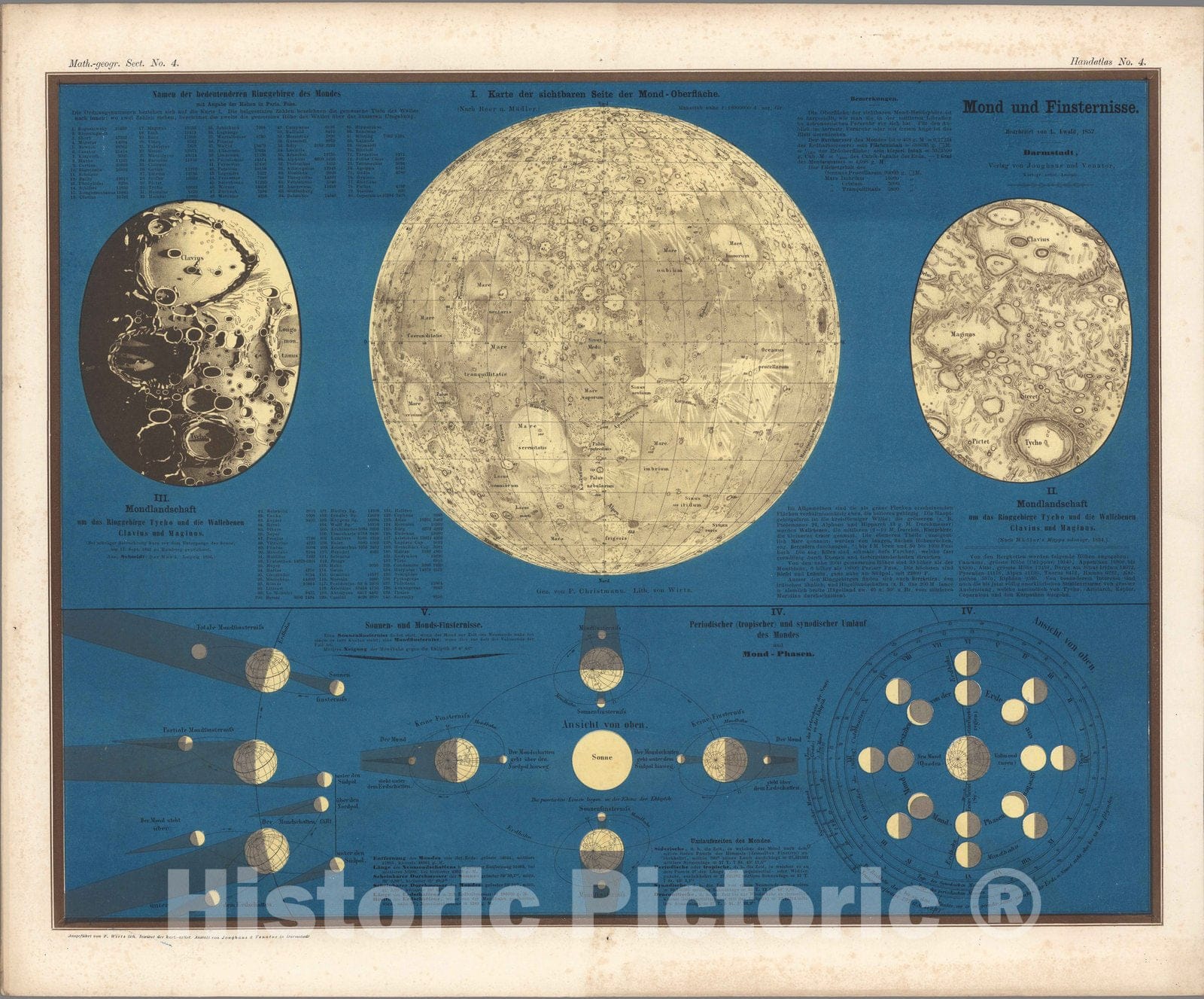 Historic Map : MoonNo. 4. Mond und Finsternisse. 1857 , Vintage Wall Art