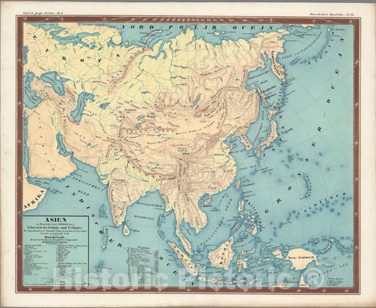 Historic Map : World Atlas Map, No. 29. Asien. 1848 - Vintage Wall Art