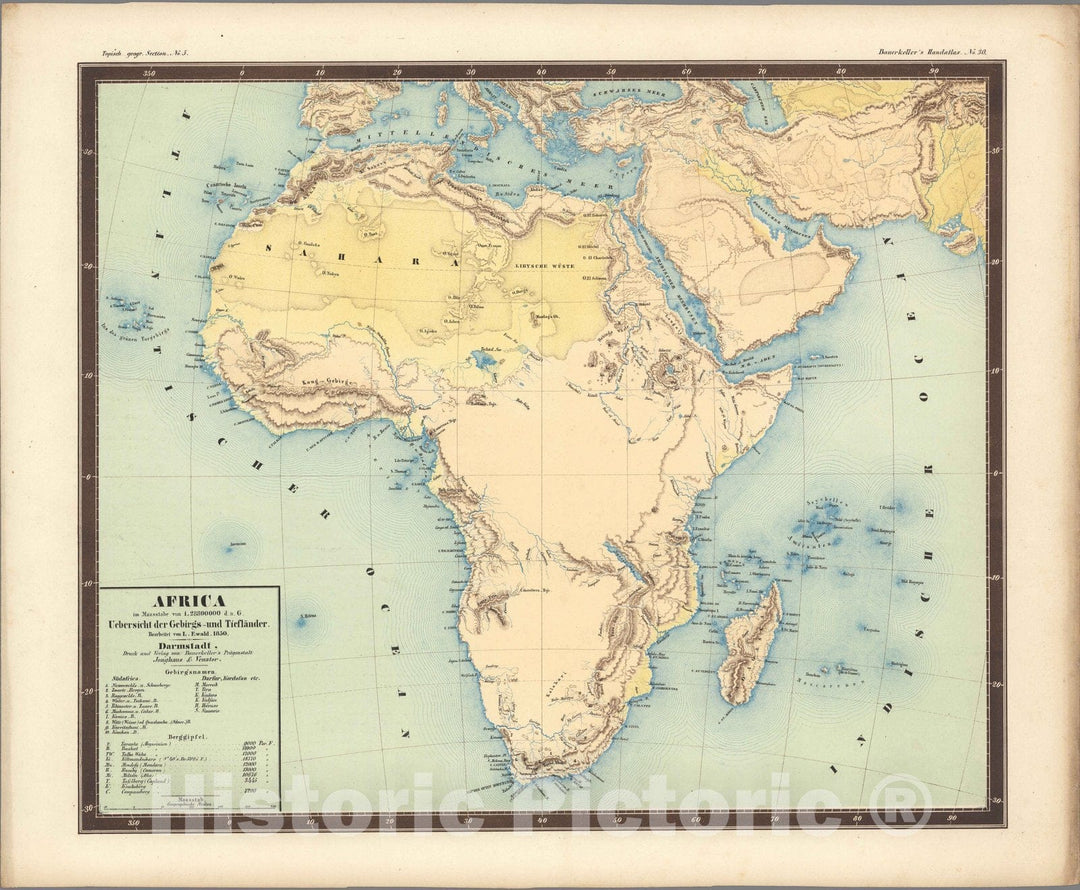Historic Map : World Atlas Map, No. 30. Africa. 1850 - Vintage Wall Art