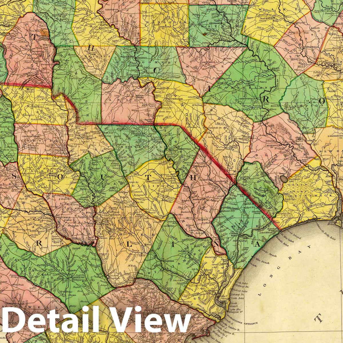 North Carolina and South Carolina, 1823 - Historical Map Print