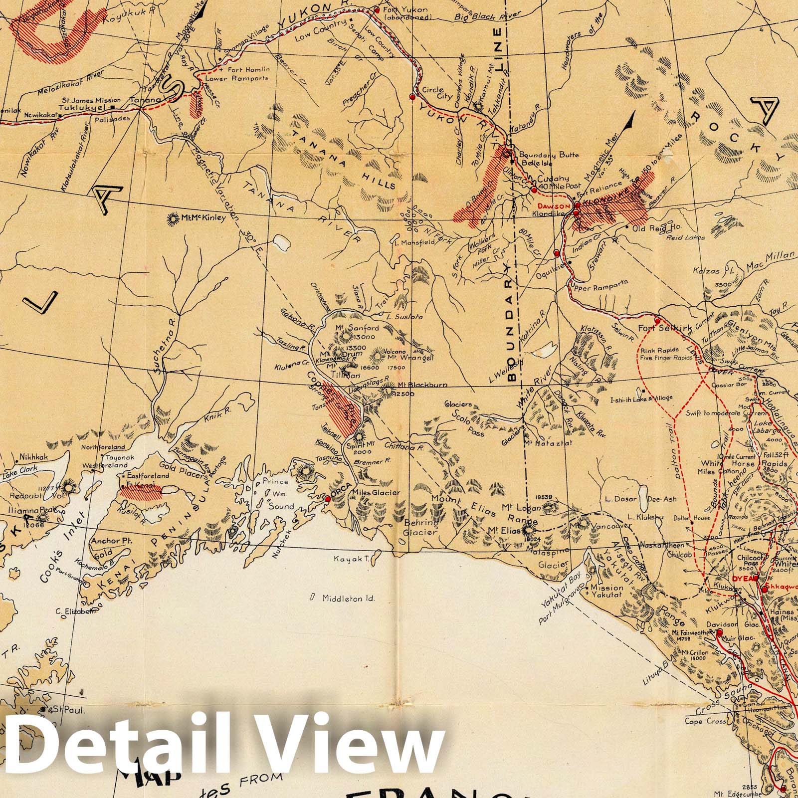 Routes from San Francisco to Alaska and the Klondike, 1898 - Historical Map Print