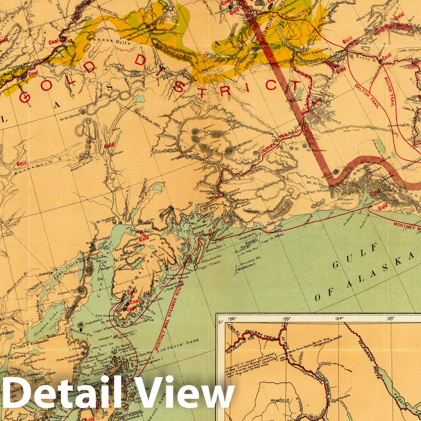 Historic Map : Exploration Book, The Gold and Coal Fields of Alaska. 1898 - Vintage Wall Art
