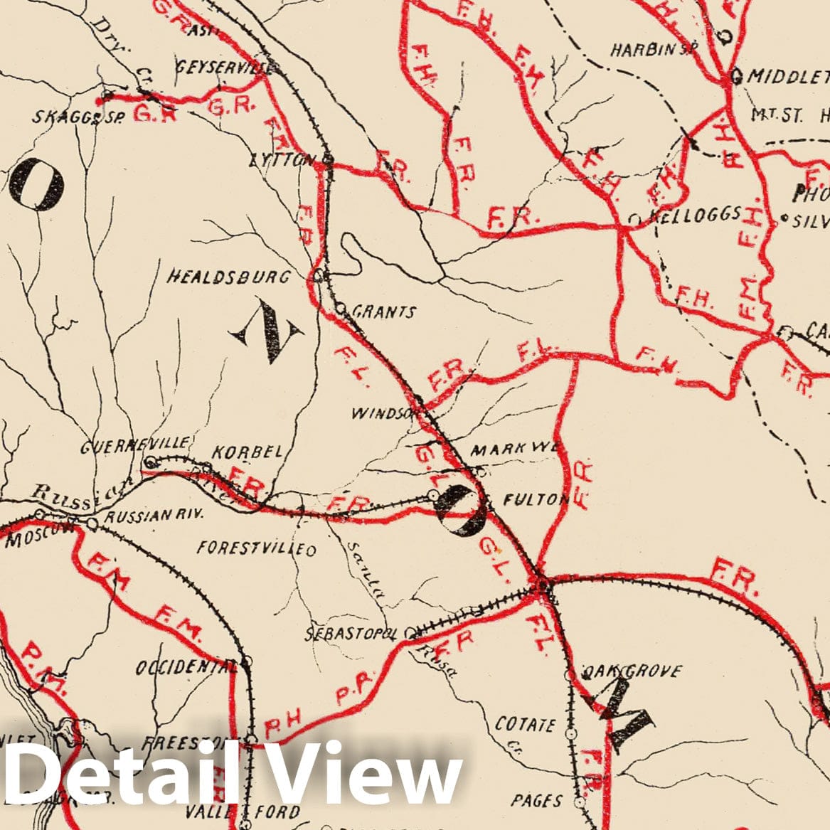 Sonoma, Marin, Lake, and Napa Counties, California - Road Map, 1896