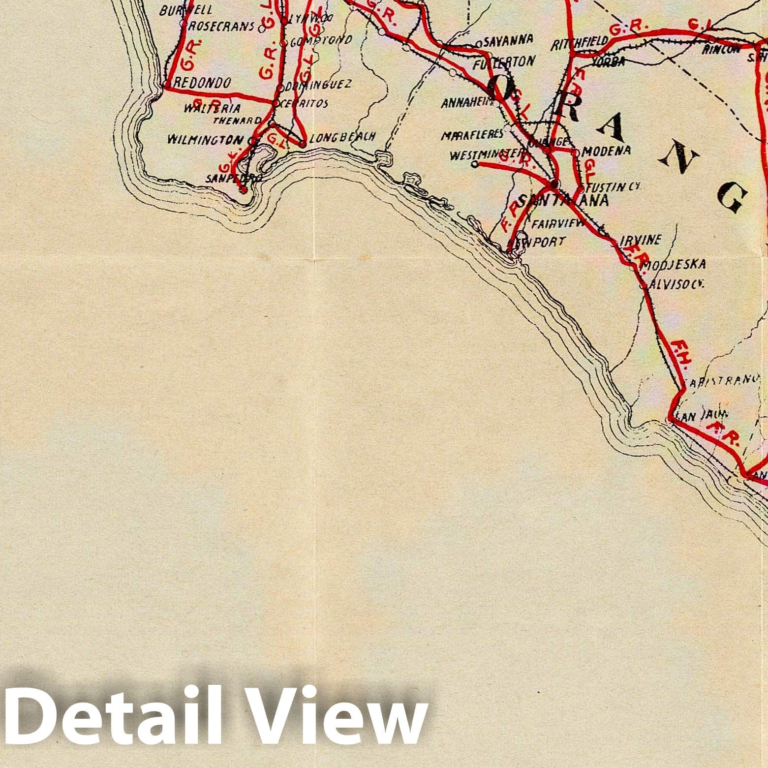 Southern California Bicycle Routes - Road Map, 1896