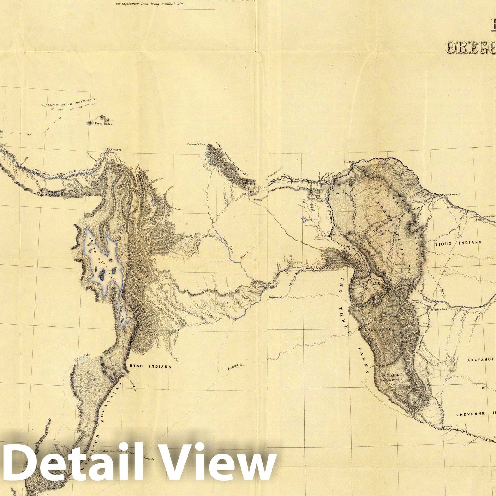 Rocky Mountains, Oregon, and Northern California, 1845 - Historical Map Print