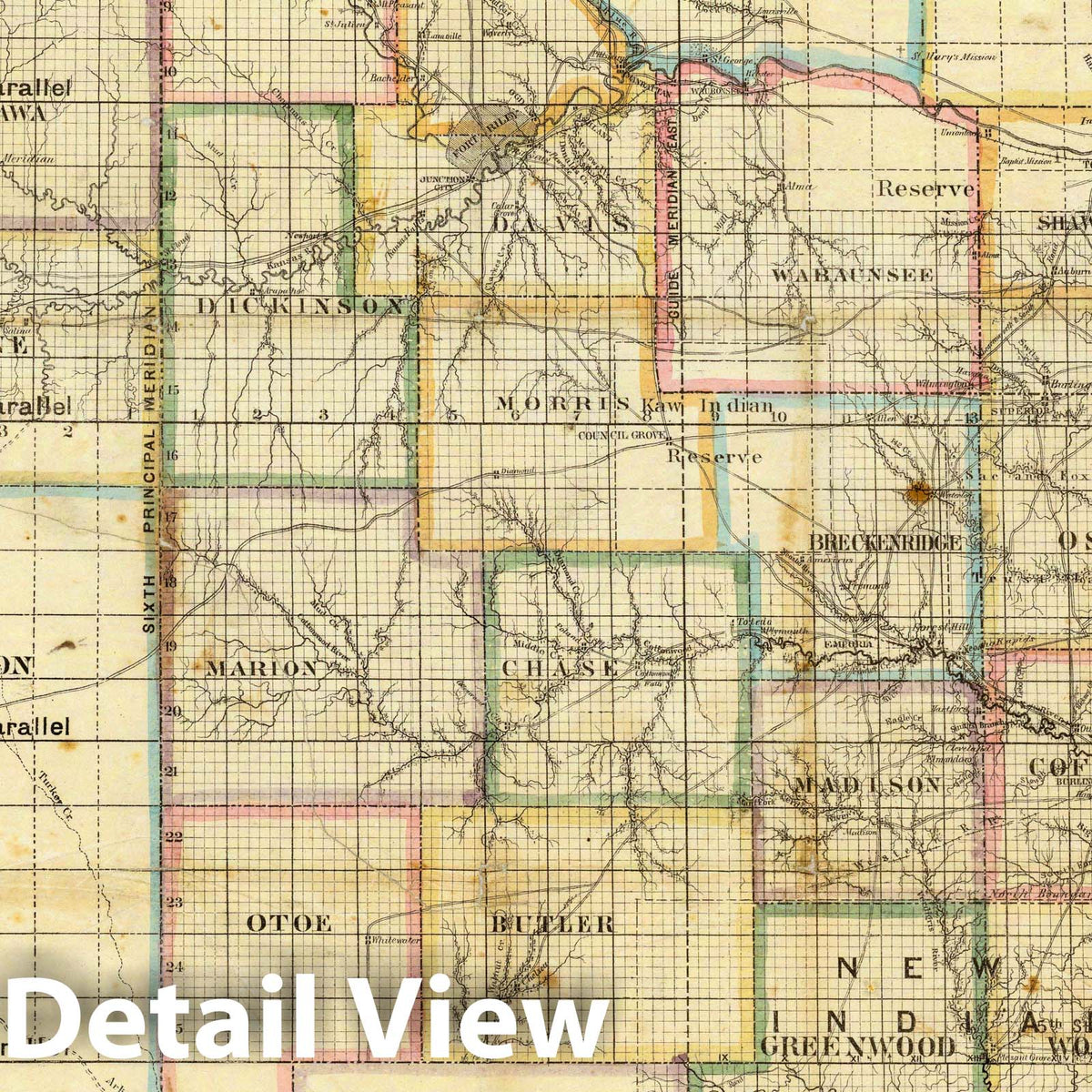Kansas and the Gold Mines - River Map, 1862 - Historical Map Print