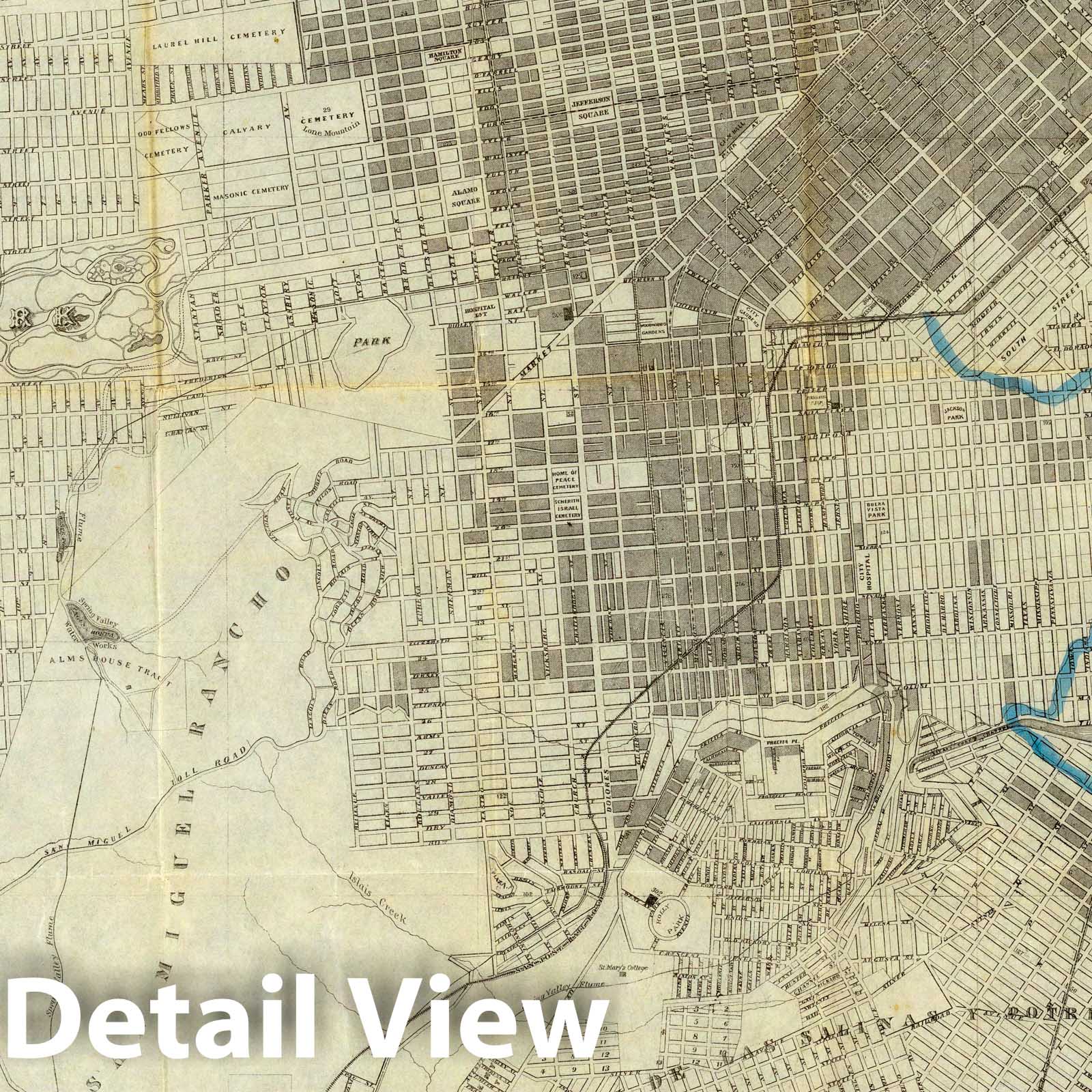 San Francisco, California 1873 Historical City Plan Map
