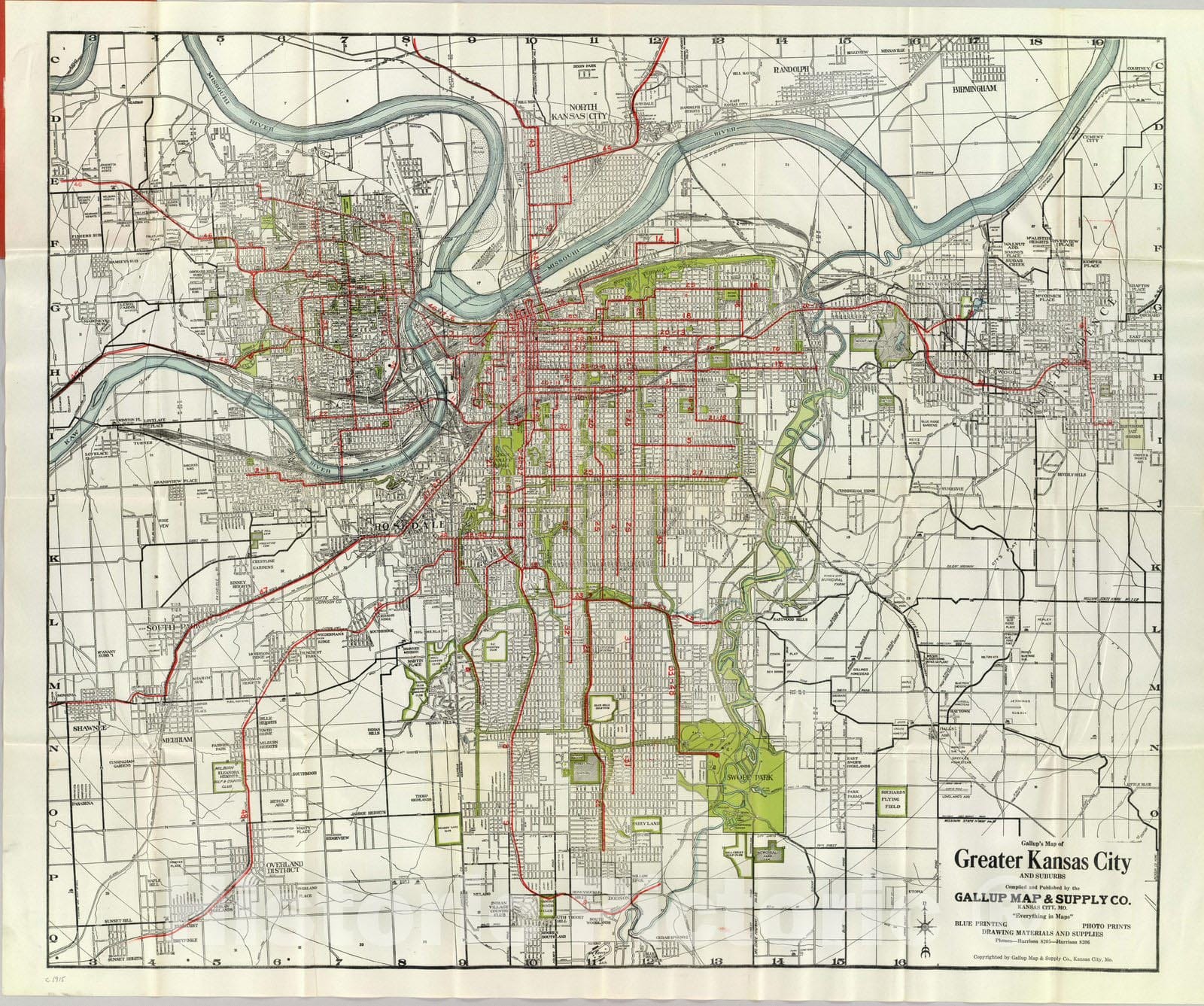 Historic Map : Pocket Map, Greater Kansas City. 1920 - Vintage Wall Art