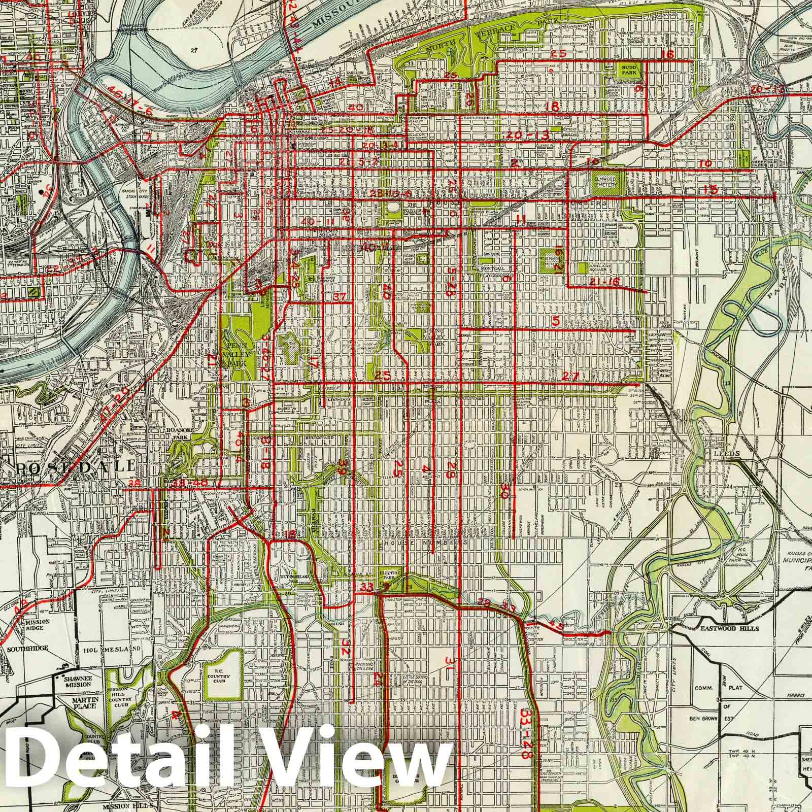 Greater Kansas City 1920 - Historical Map Print