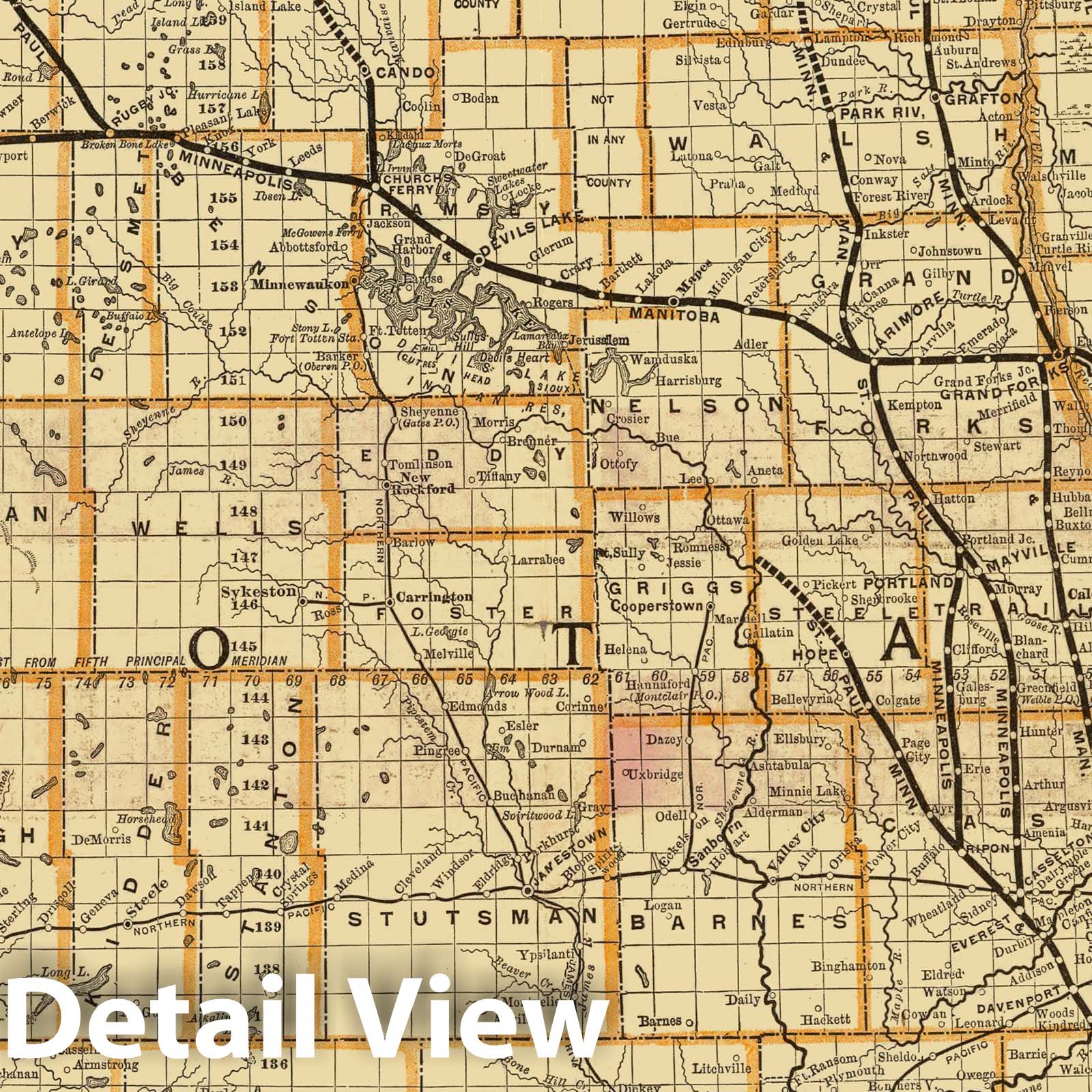 Historic Map - Timetable Map, St. Paul, Minneapolis & Manitoba Ry. 1887 - Vintage Wall Art