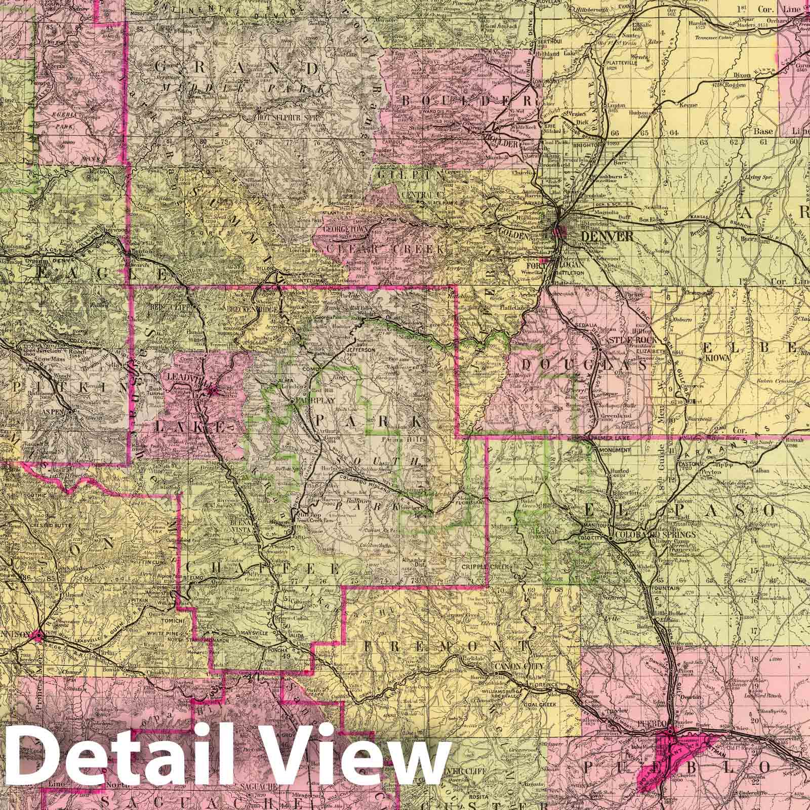 Colorado Topographical Map, 1895 - Historical Map Print