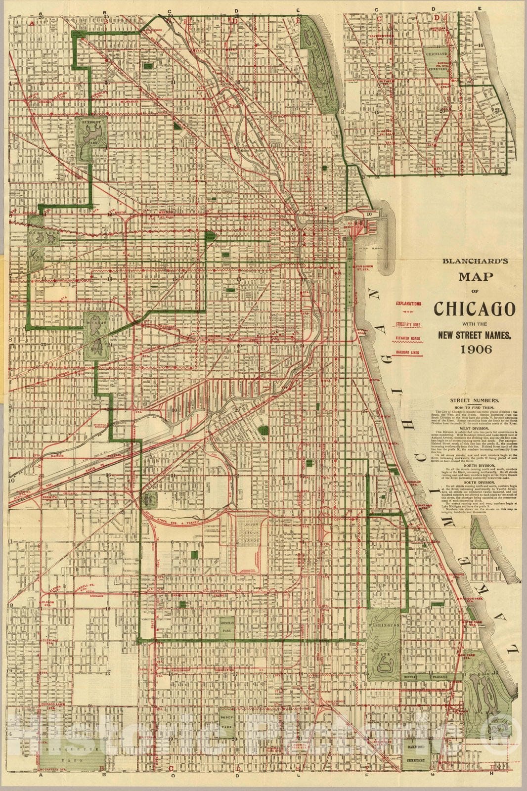 Chicago - Railroad Map, 1906 - Historical Map Print