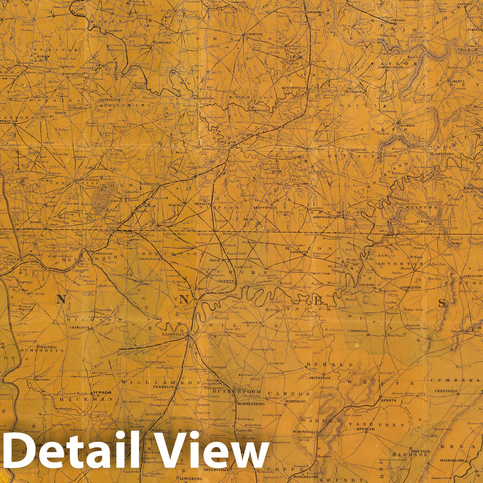 Tennessee - Railroad Map, 1863 - Historical Map Print