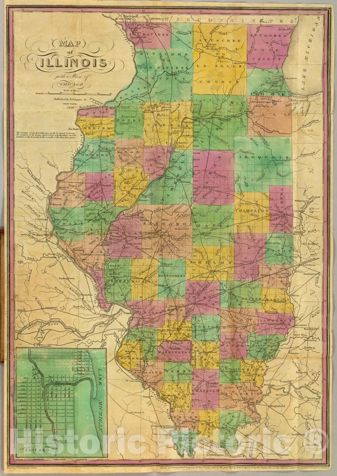 Historic Map : Map of Illinois, 1836 - Vintage Wall Art