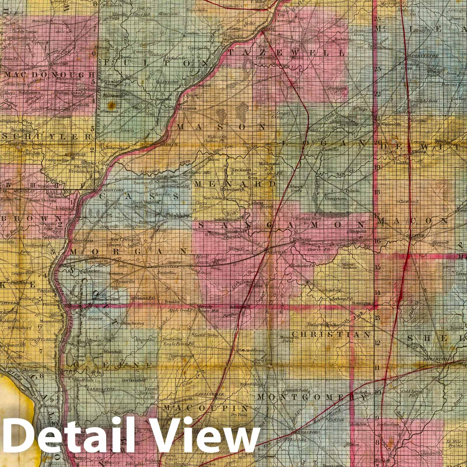 Illinois - Canal Map, 1852 - Historical Map Print