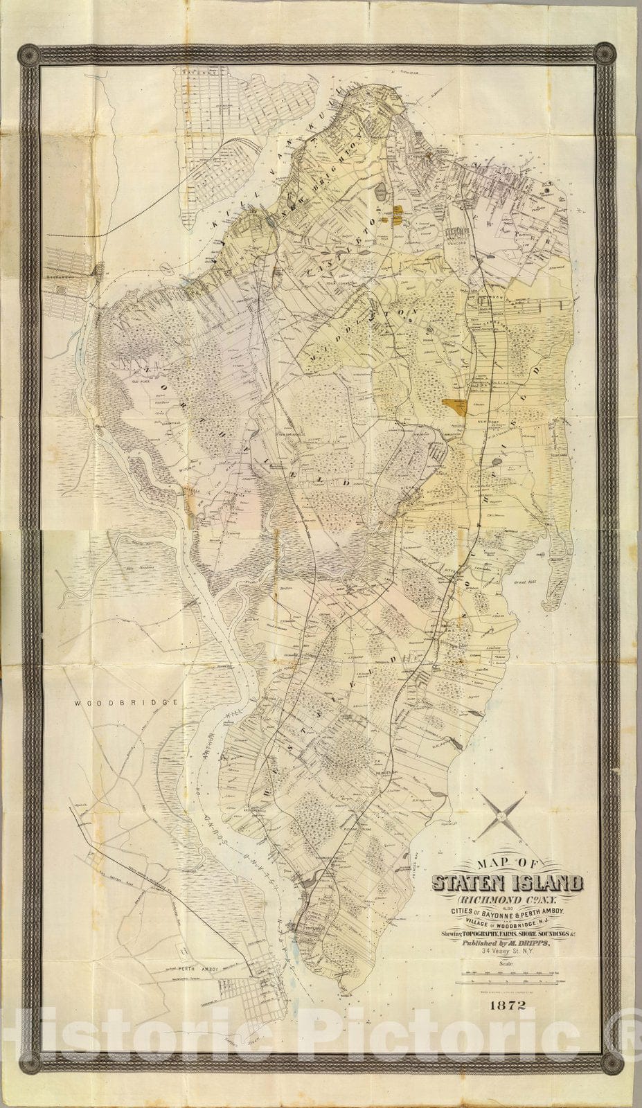 Historic Map : Pocket Map, Composite: Staten Island. 1872 - Vintage Wall Art