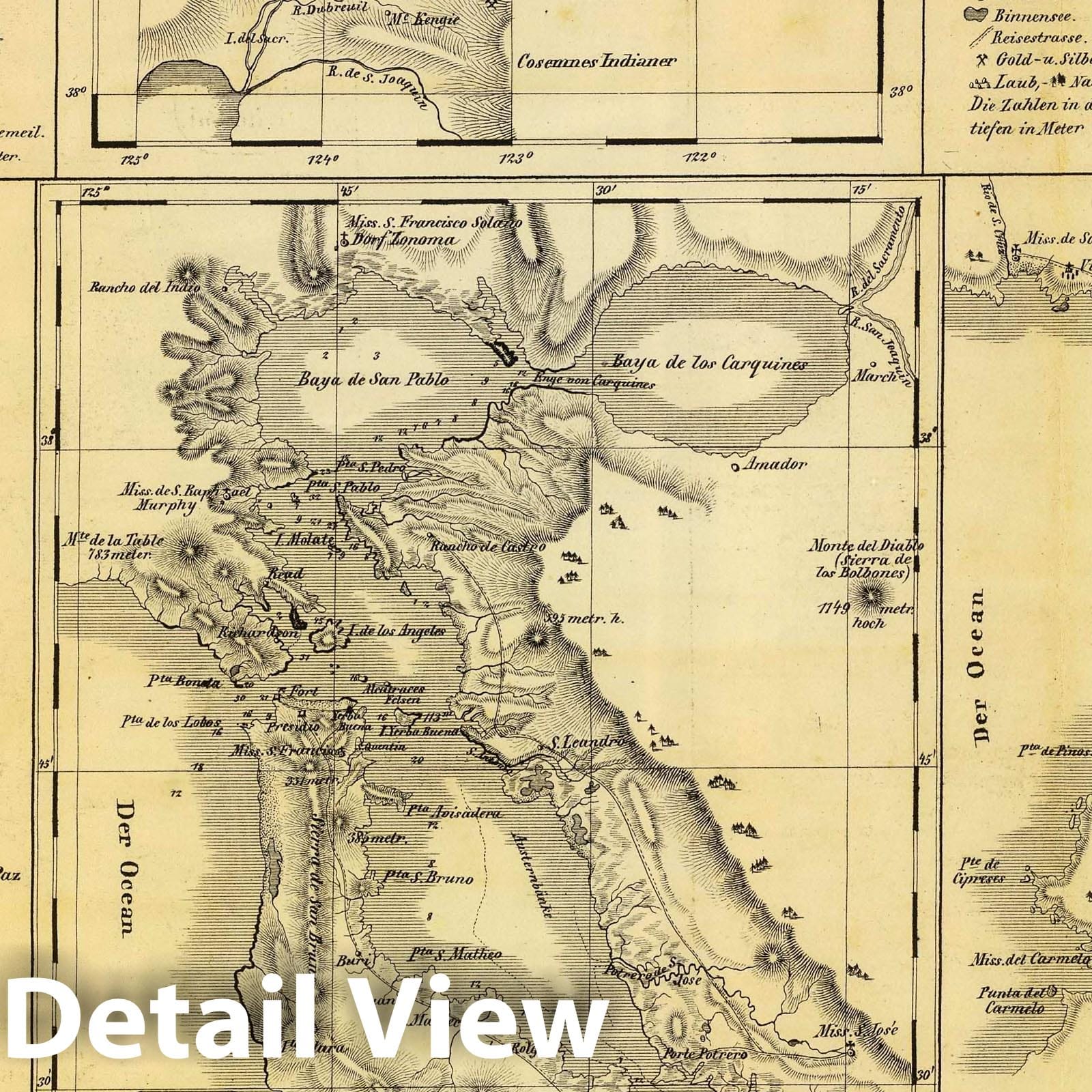 California Gold Region and Harbors - Nautical Chart, 1849