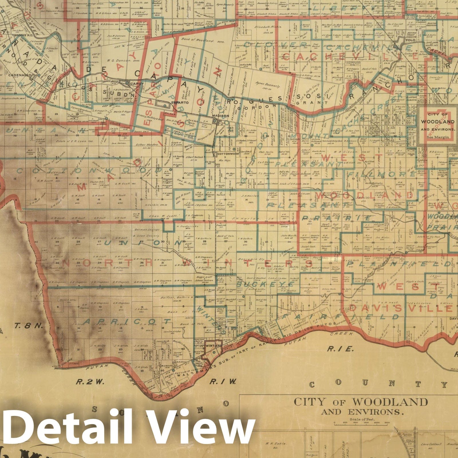 Yolo County, California - Railroad Map, 1900