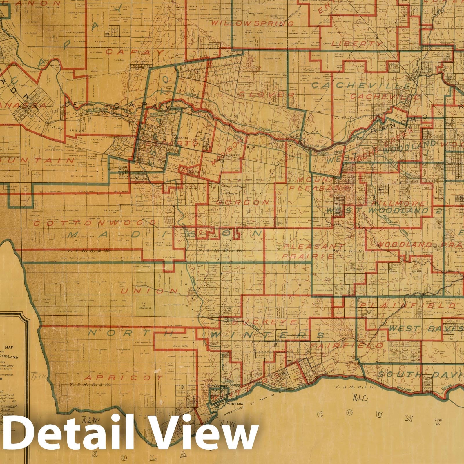 Yolo County, California - Survey Map, 1915 - Historical Map Print
