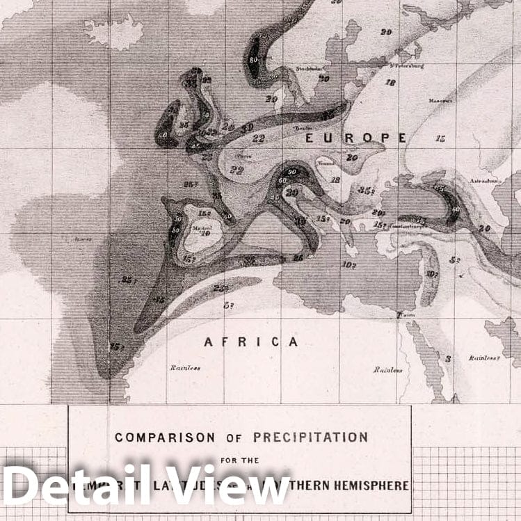 Northern Hemisphere - Climate and Precipitation Map, 1857