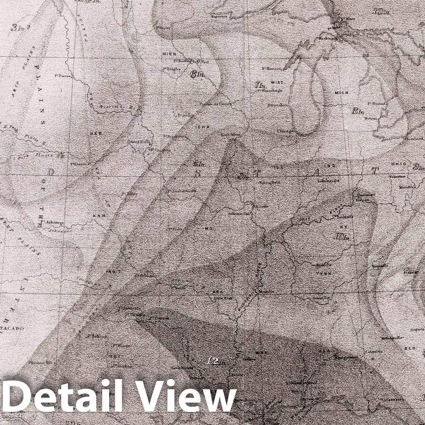 North America - Autumn Rainfall, 1857 - Historical Map Print