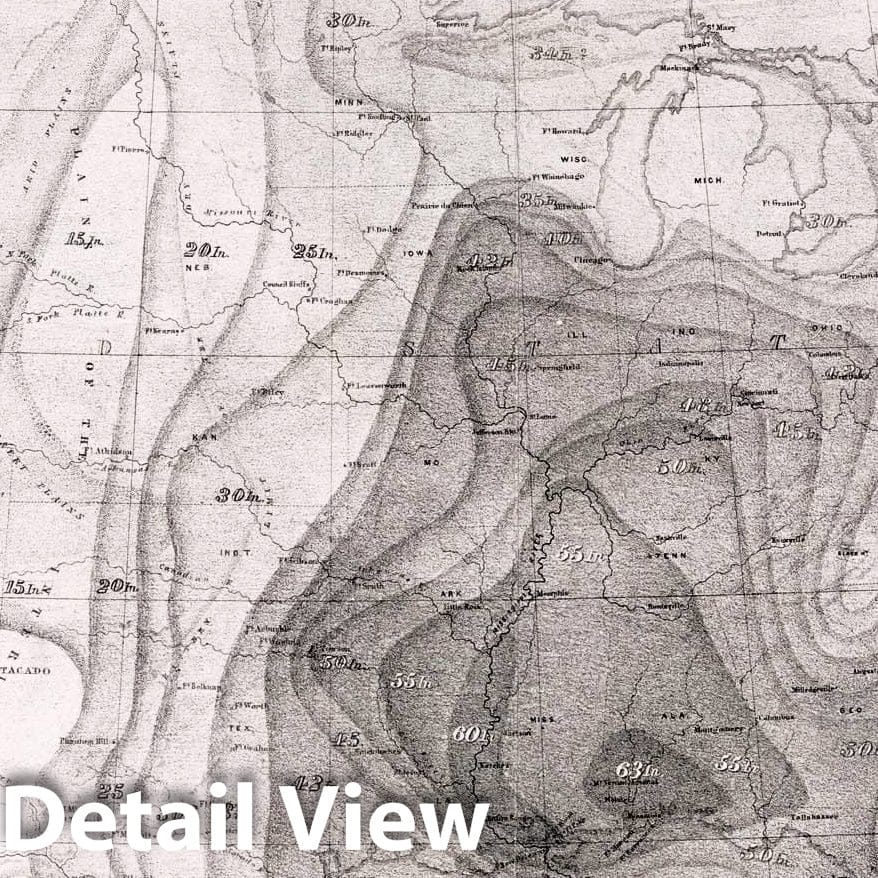 Hyetal Rain Chart: Mean Distribution of Rain, North America 1857