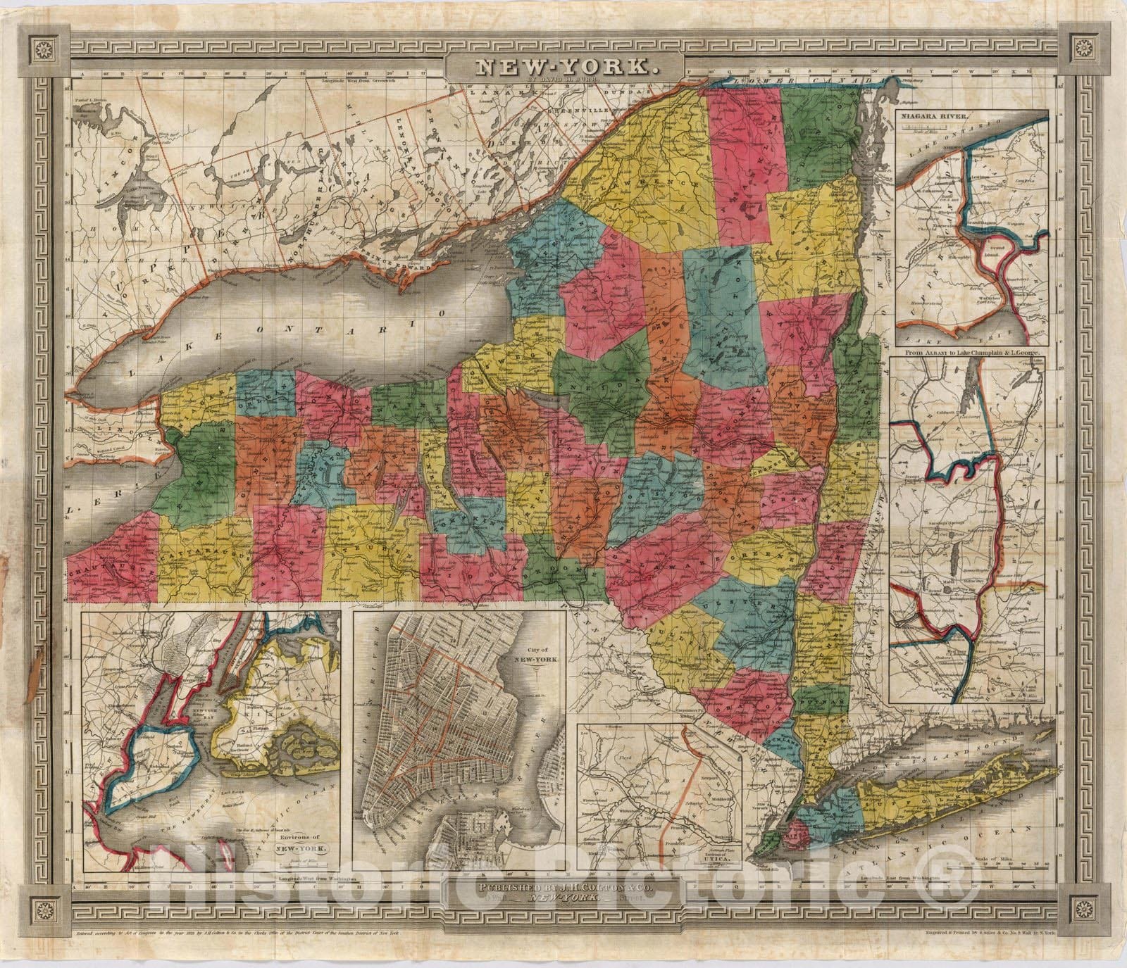 Historic Map : Pocket Map, New-York 1833 - Vintage Wall Art