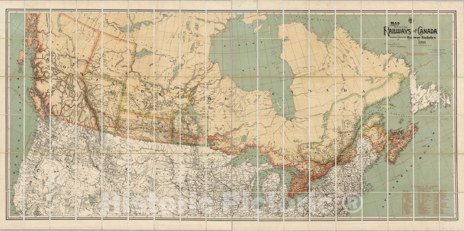 Historic Map : Map Shewing the Railways of Canada, 1886 - Vintage Wall Art