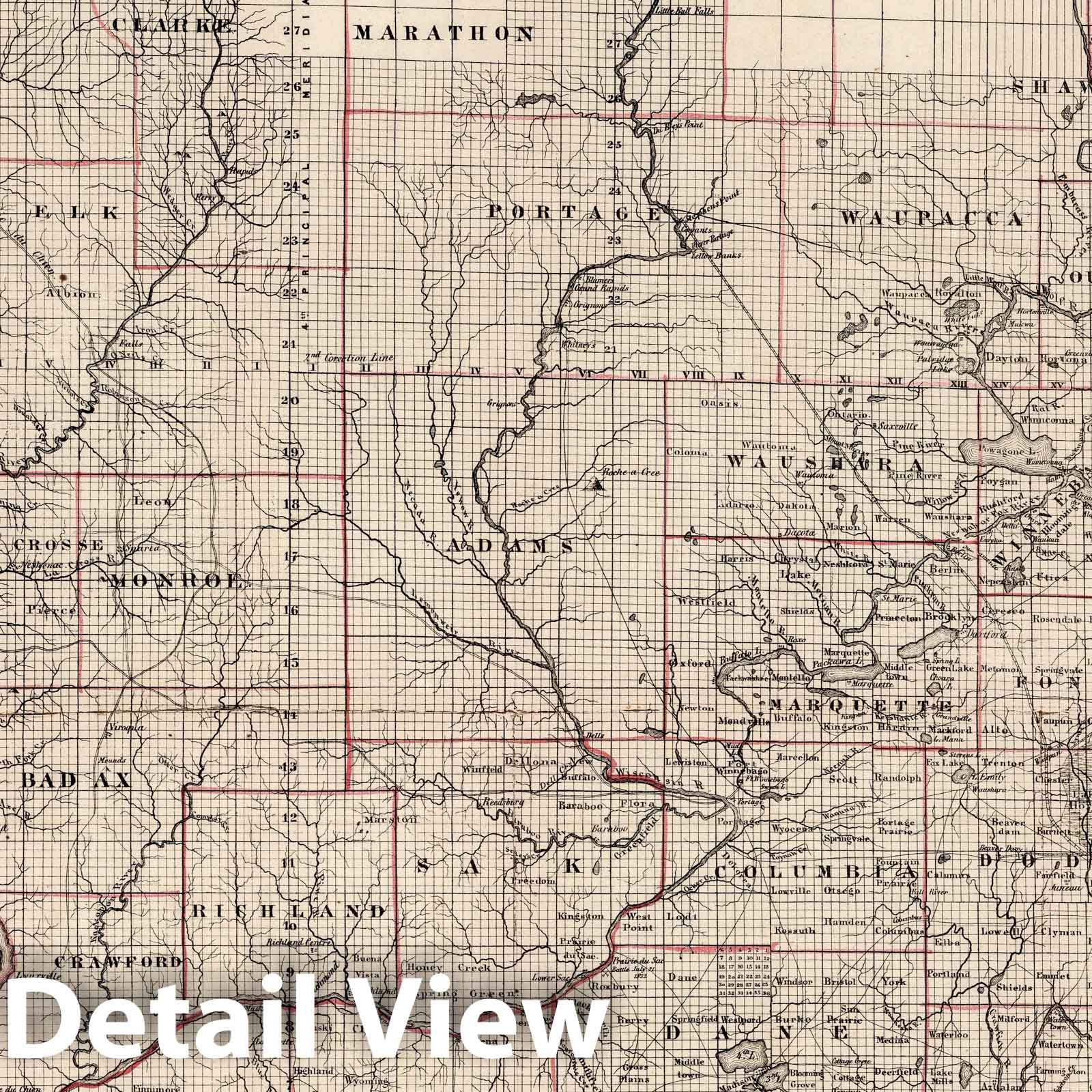 Wisconsin 1853 Historical Map Print