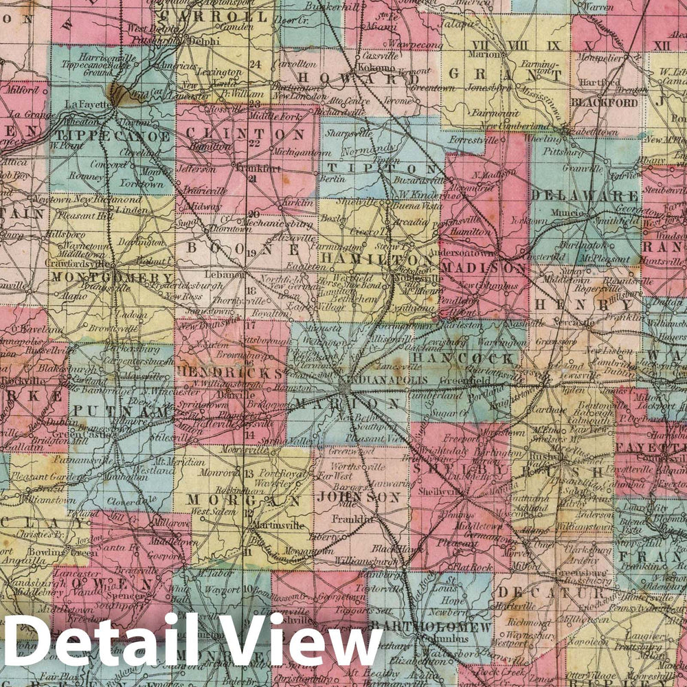 Historic Map : New Map of Indiana, 1853 - Vintage Wall Art