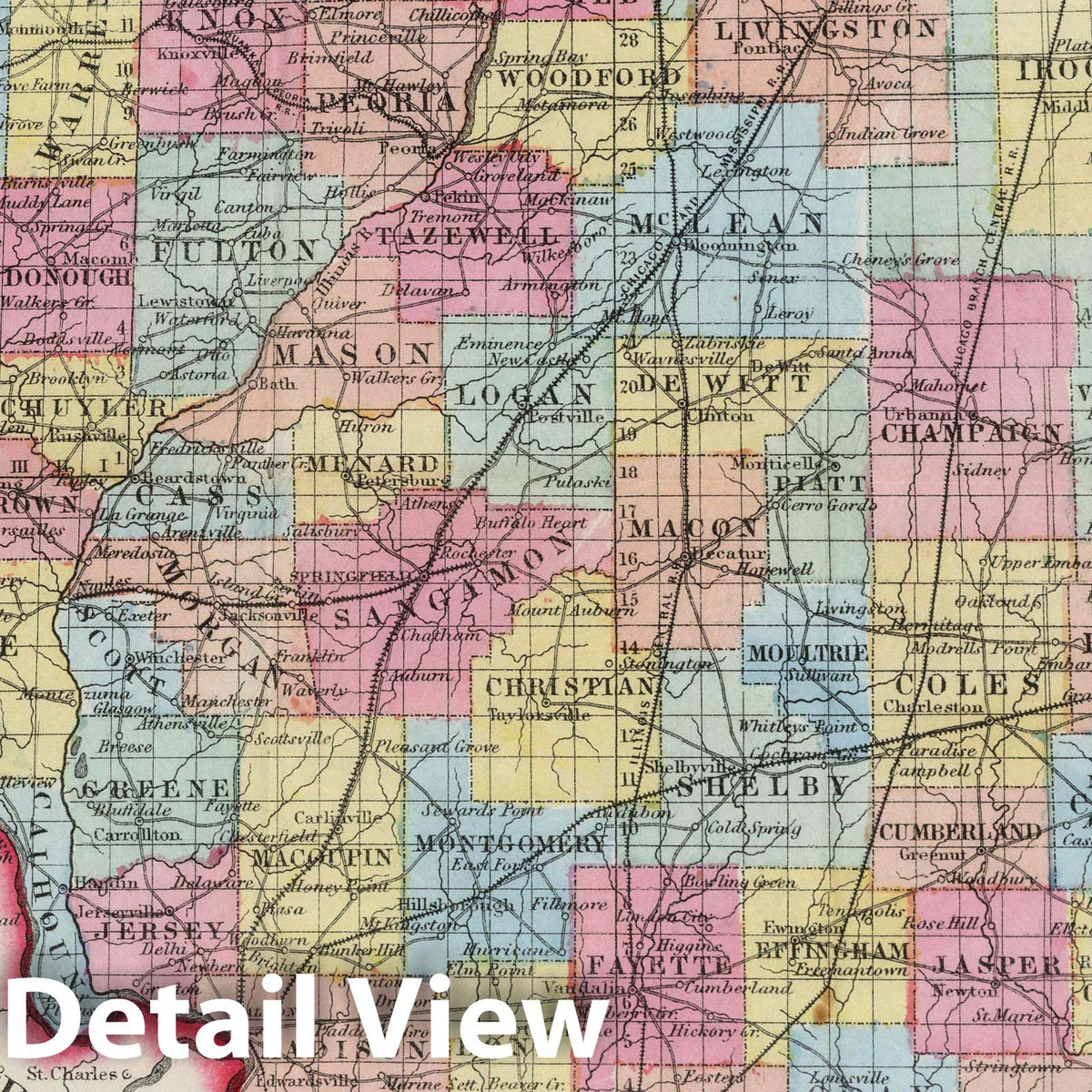 Illinois - Railroad Map, 1854 - Historical Map Print