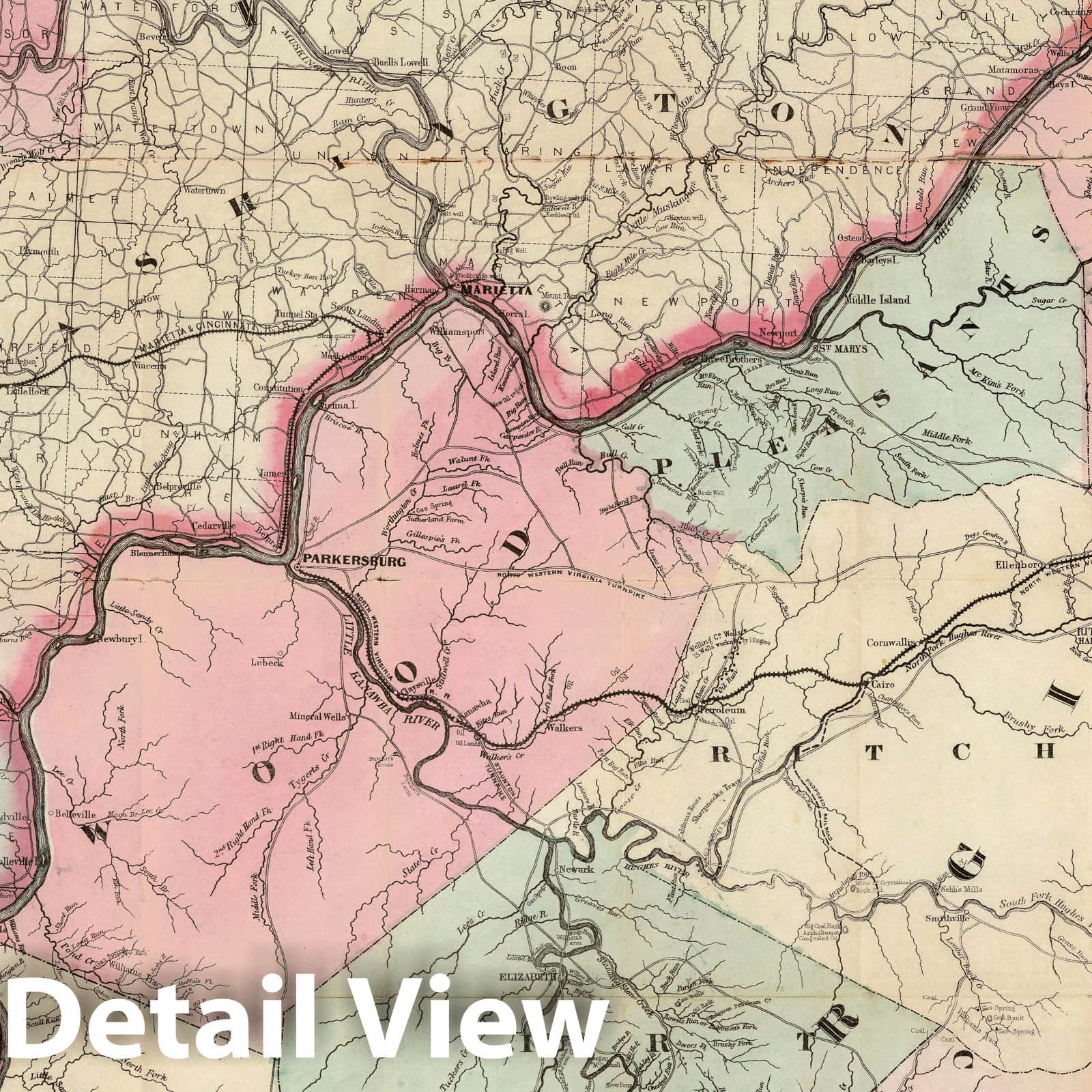 West Virginia and Ohio - Oil Map, 1865 - Historical Map Print