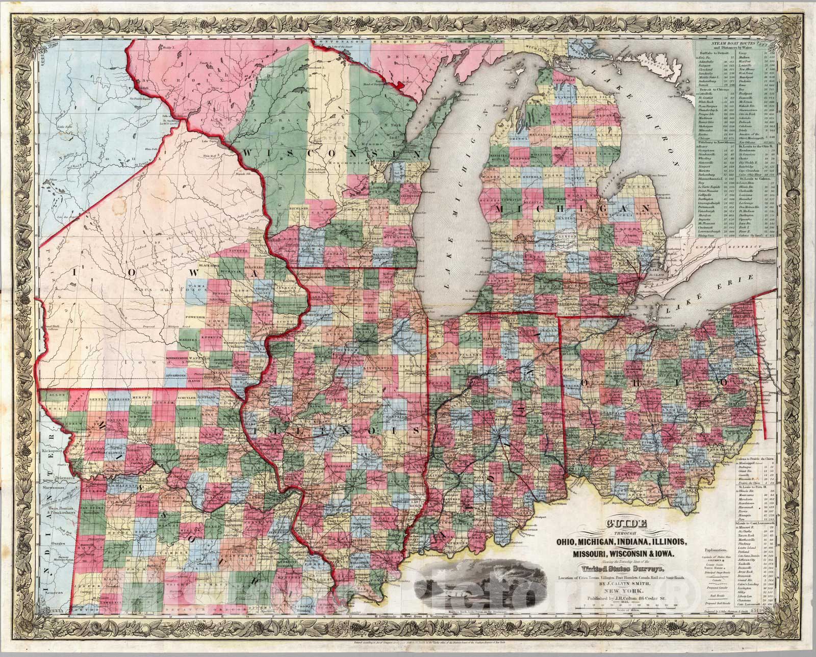 Historic Map : Guide Book, The Western Tourist Or Emigrant's Guide 1845 - Vintage Wall Art