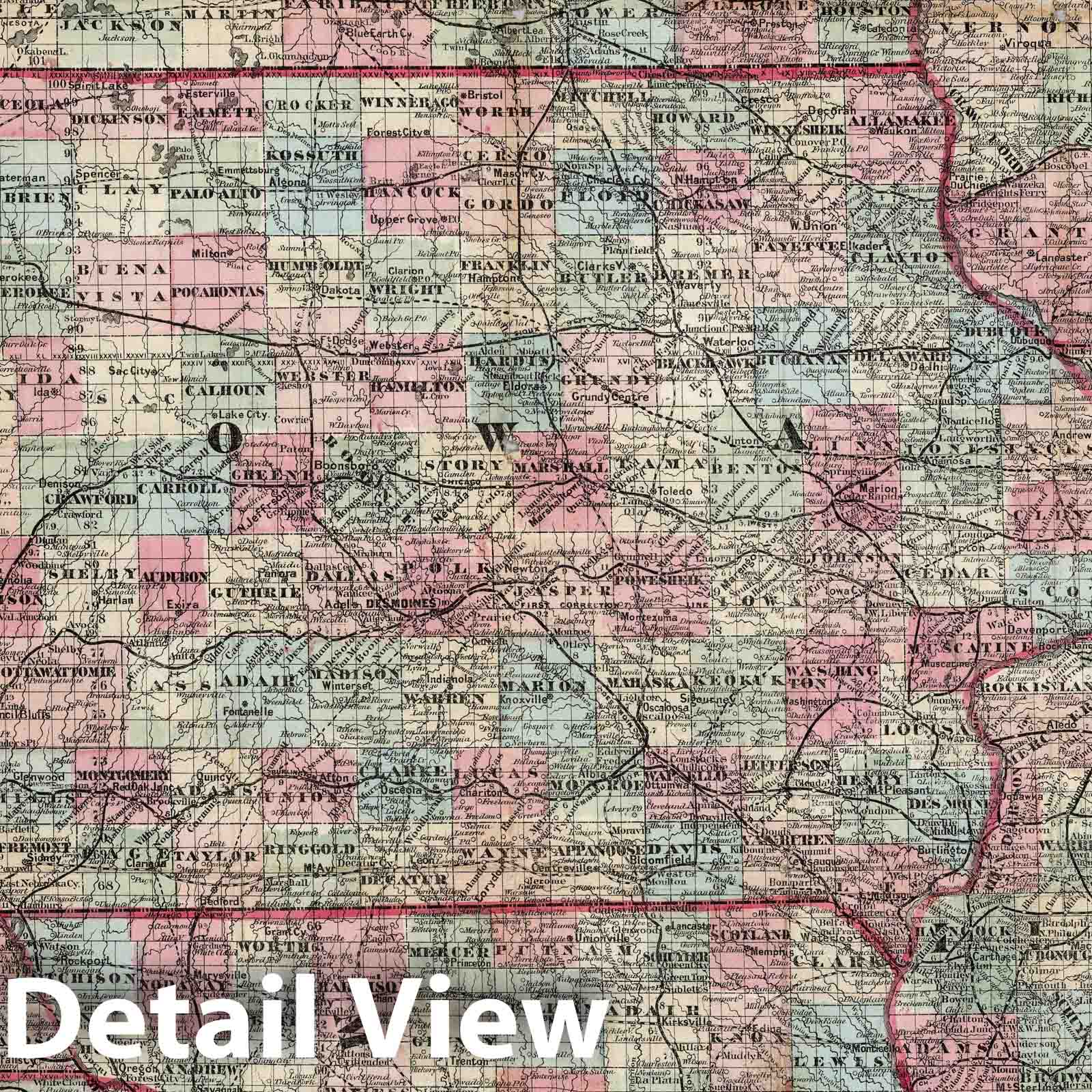 North Western States - Railroad Map, 1870 - Historical Map Print